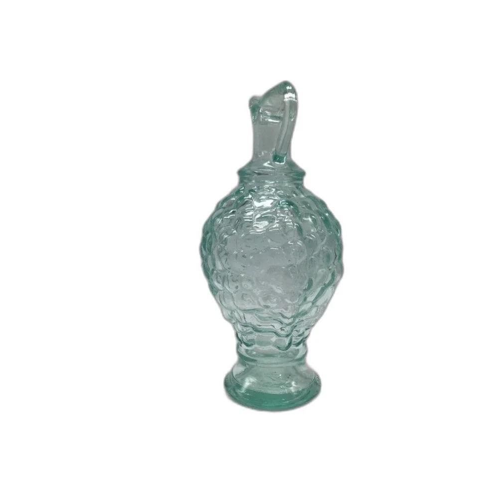 Vintage Pinord Green Glass Embossed Grape Decanter Bottle Carafe Cruet Italy